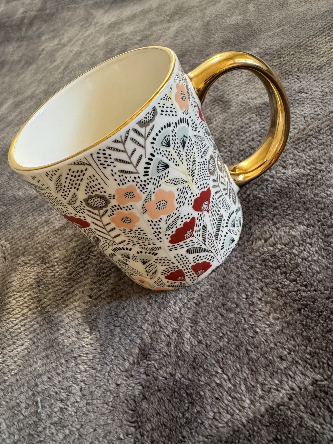 Floral Mug with Gold Handle