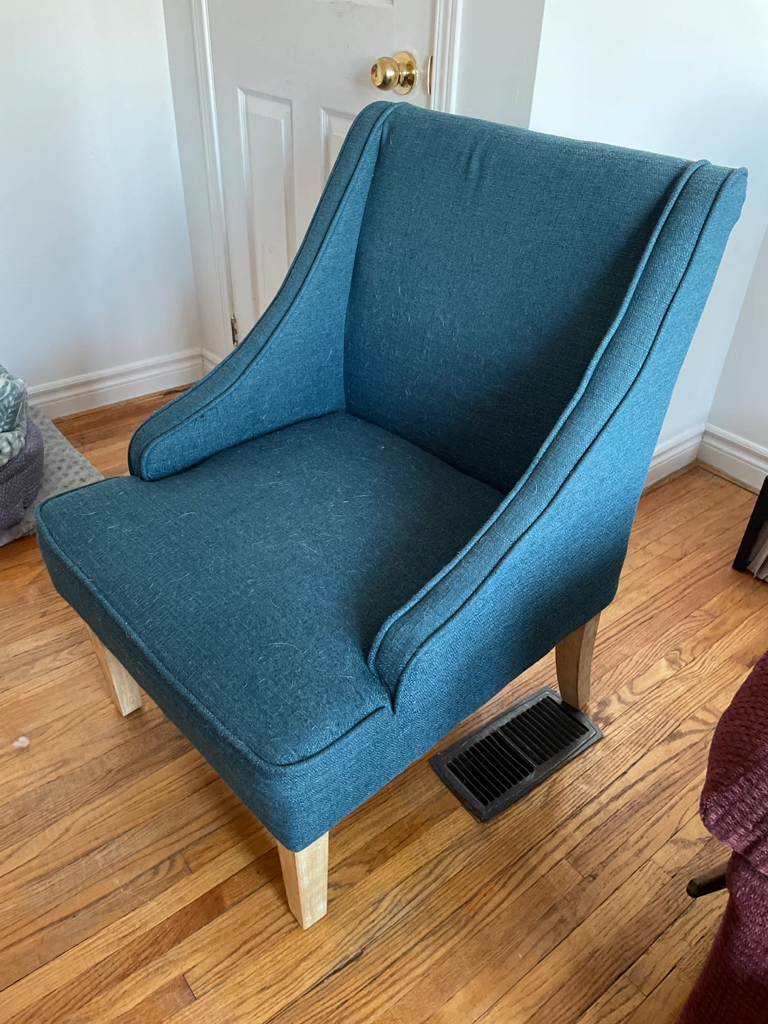 Blue and wood Love Seat