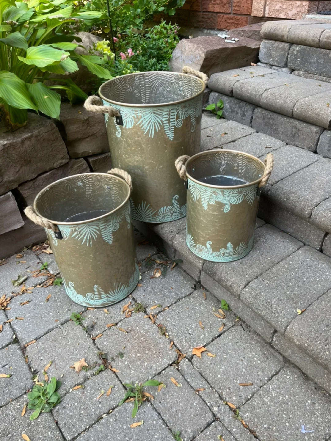 Set of 3 Decorative Metal Planters