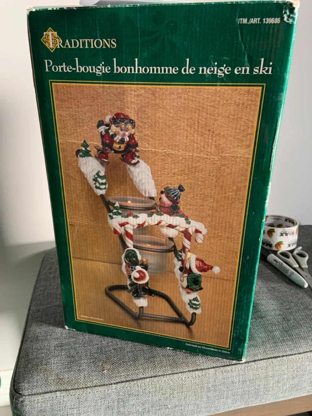 Traditions Snowman Skiing Candle Holder