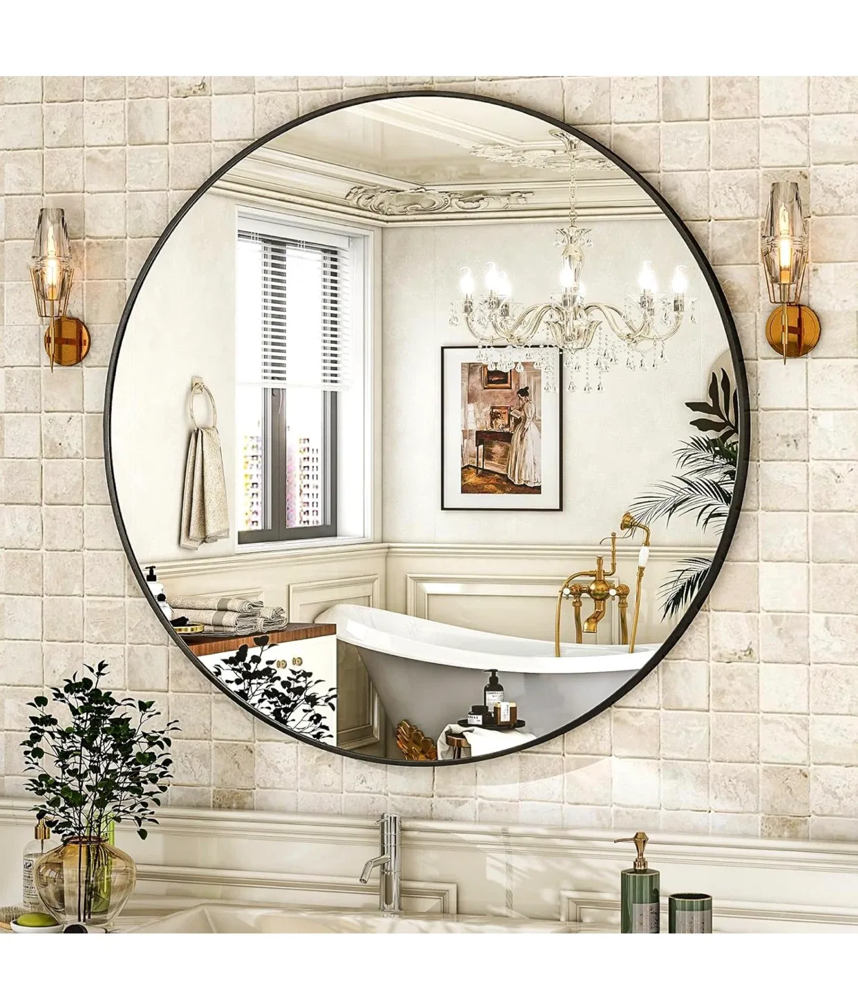 HARRITPURE 30" Round Bathroom Mirror - Black image indicator(2)