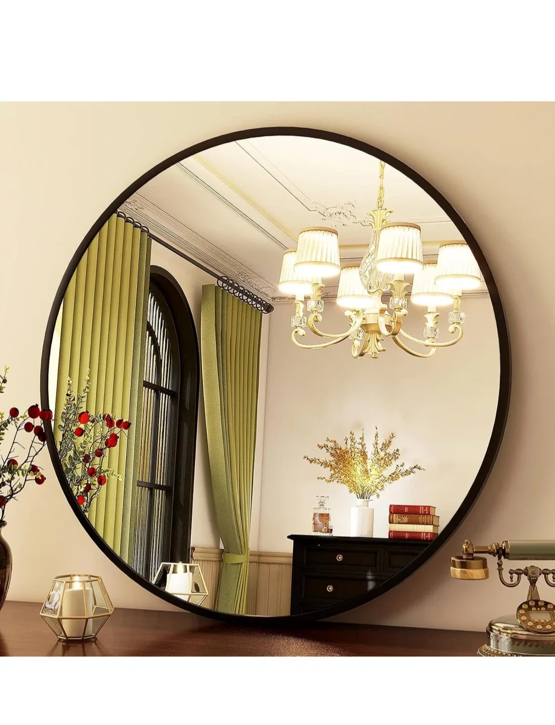 HARRITPURE 30" Round Bathroom Mirror - Black image indicator(7)
