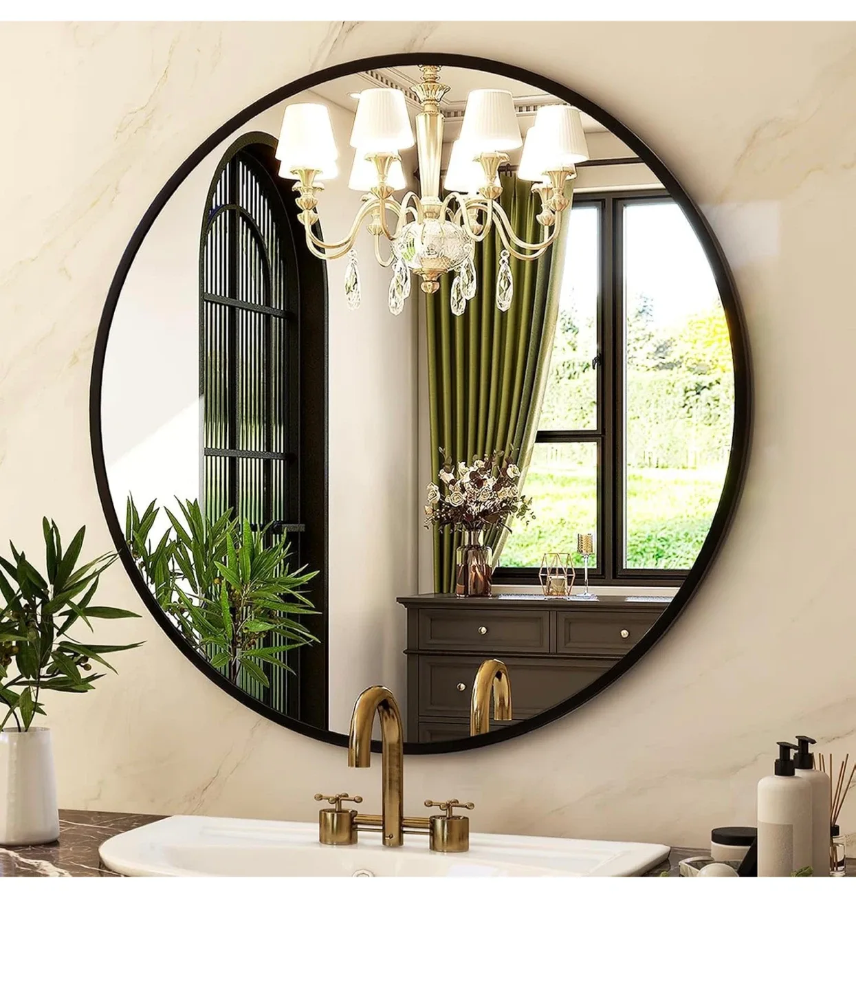 HARRITPURE 30" Round Bathroom Mirror - Black image indicator(5)