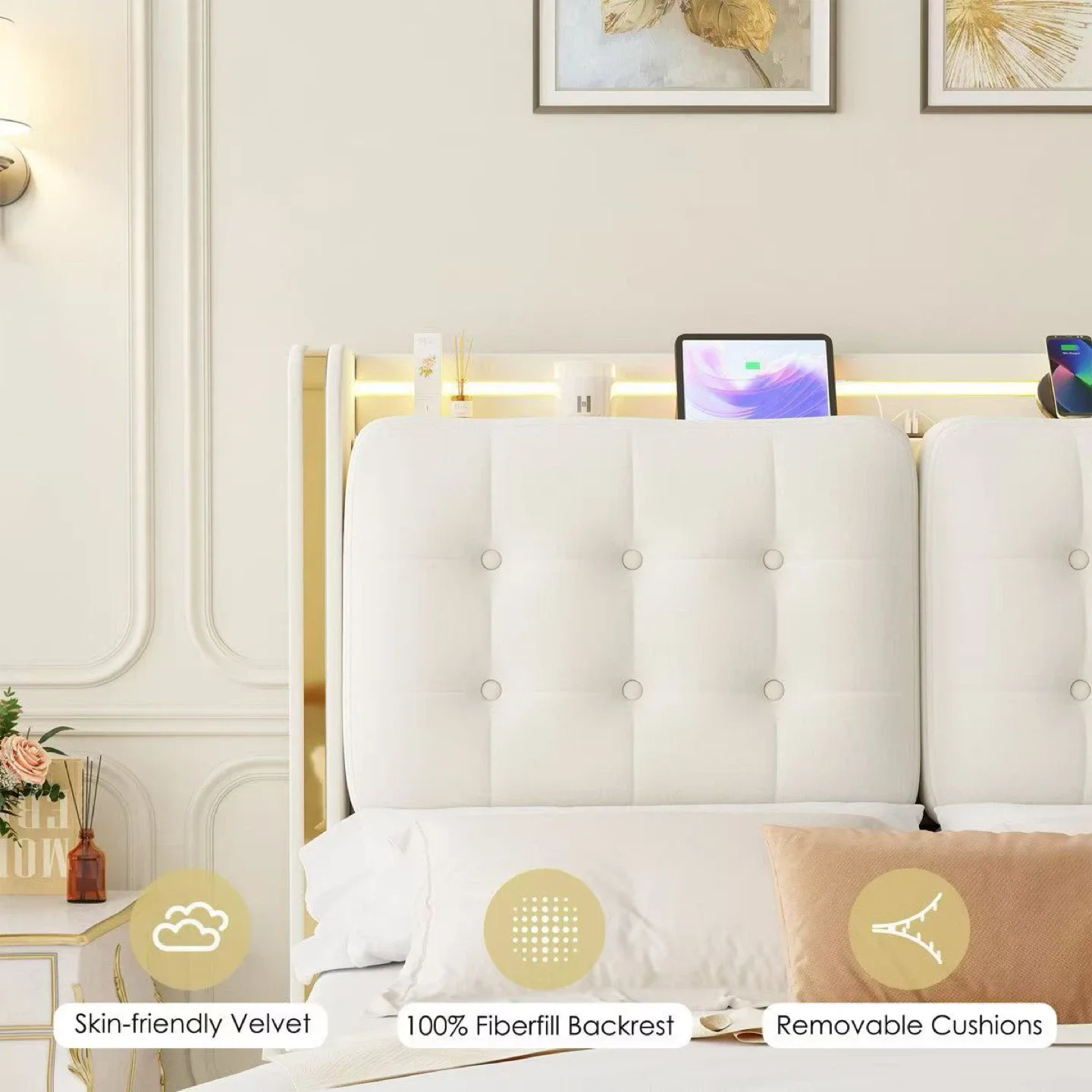 Queen Size LED Bed Frame with Storage image indicator(5)