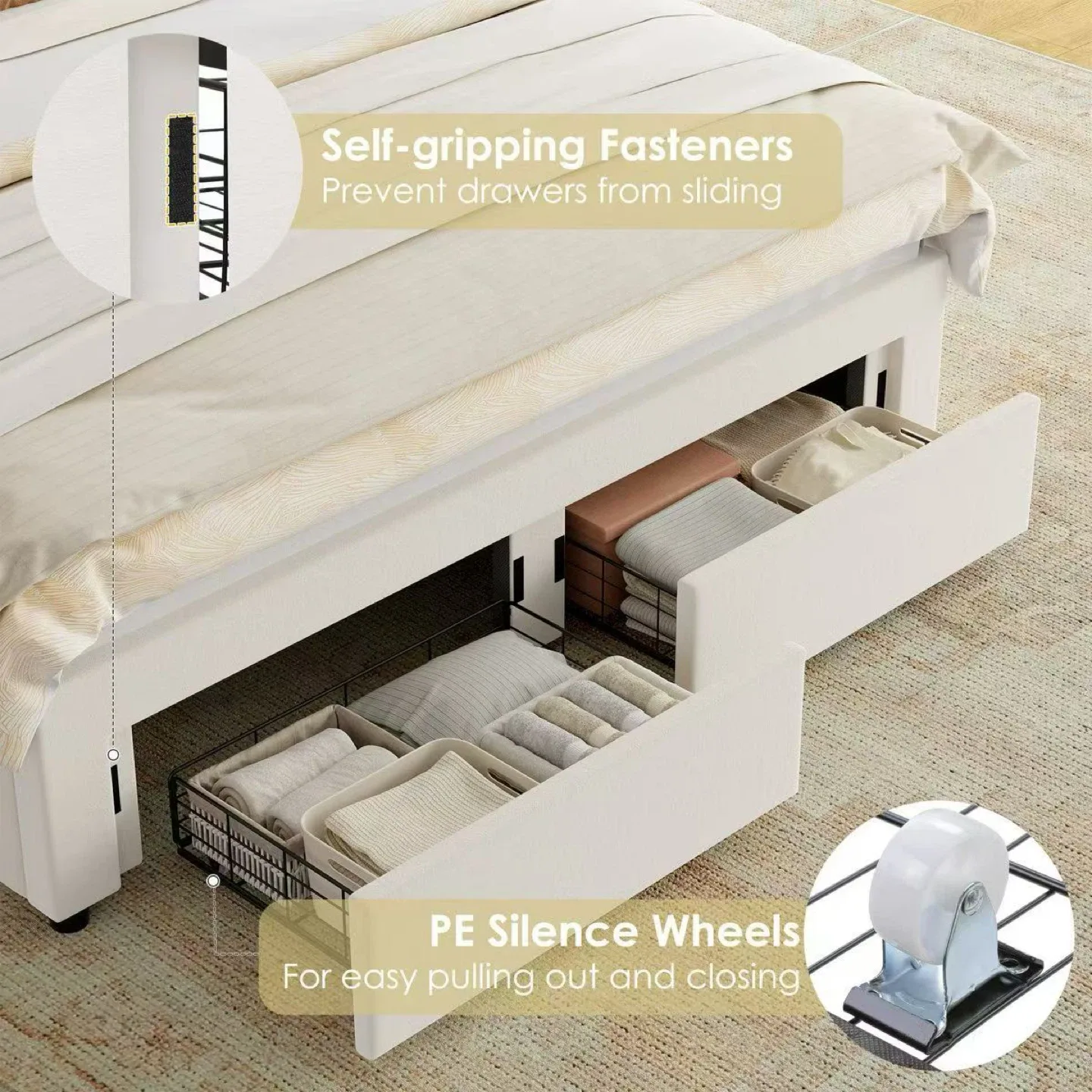 Queen Size LED Bed Frame with Storage image indicator(6)