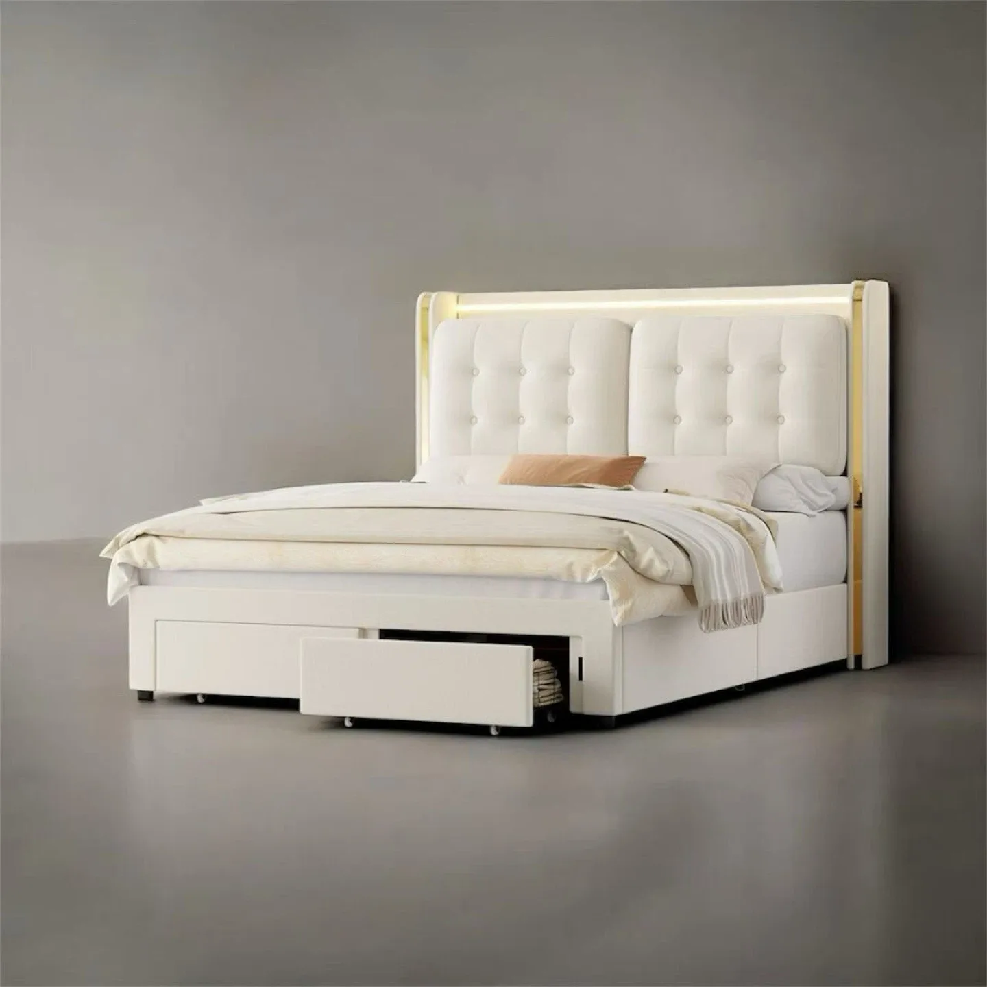 Queen Size LED Bed Frame with Storage image indicator(8)