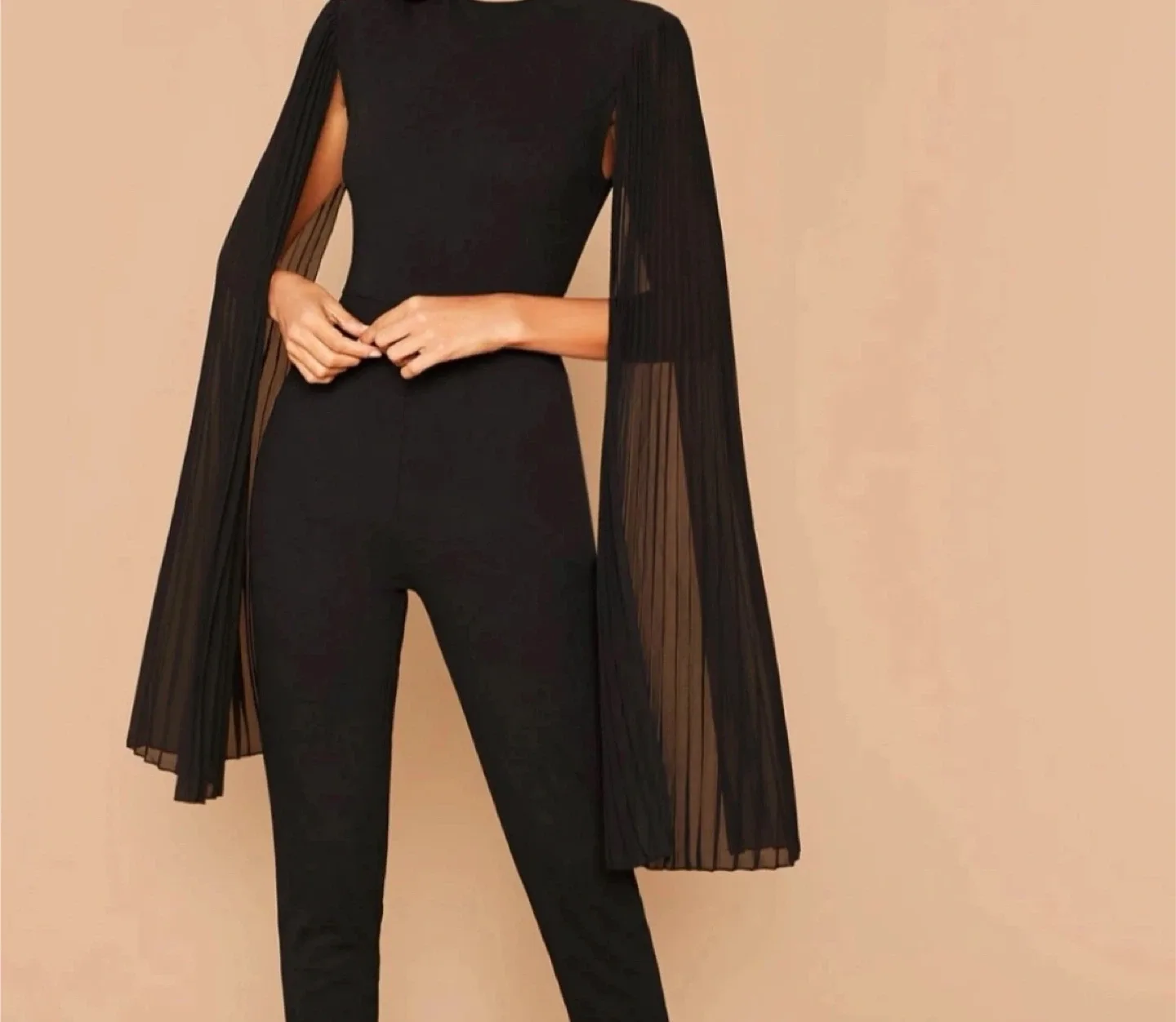 Black Cape Jumpsuit New