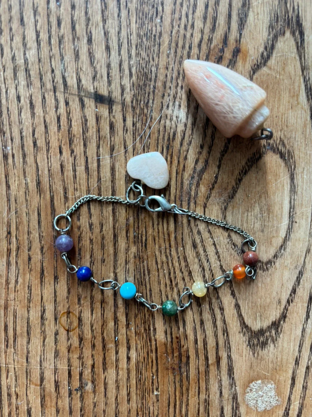 Chakra Bracelet with Scolecite Pendulum and Real Stones image indicator(2)