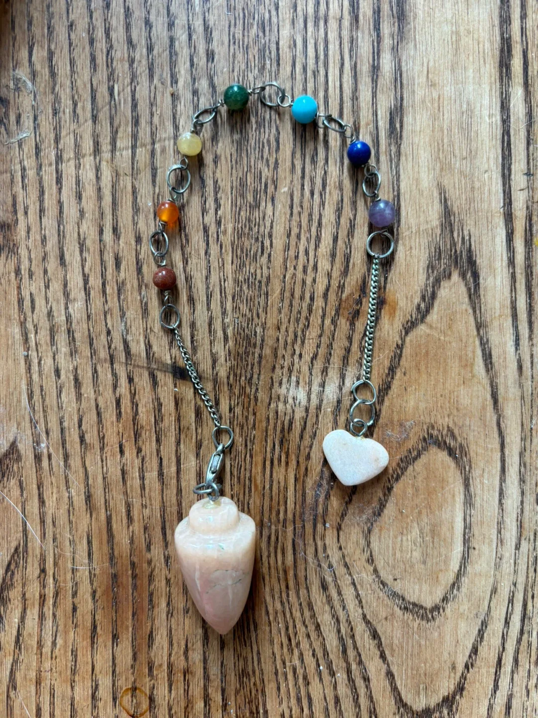 Chakra Bracelet with Scolecite Pendulum and Real Stones