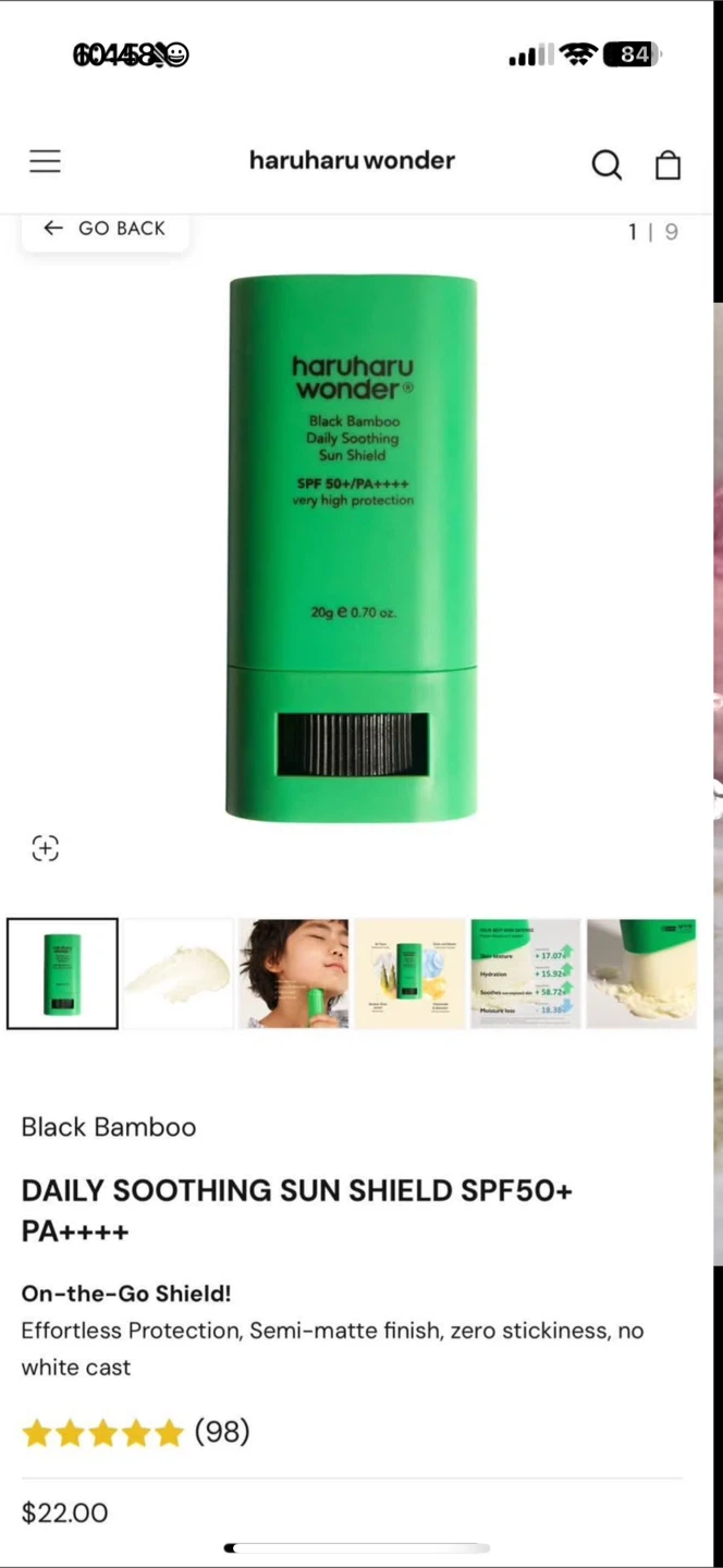 Haruharu Wonder Black Bamboo Sun Shield SPF50+ PA++++