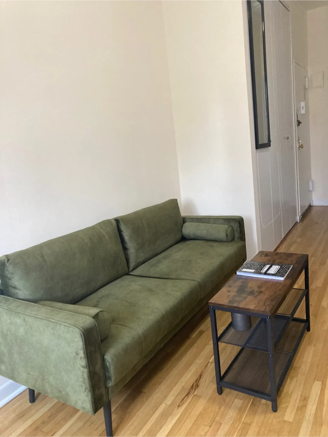 Green Sofa with Bolster Pillows image indicator(2)