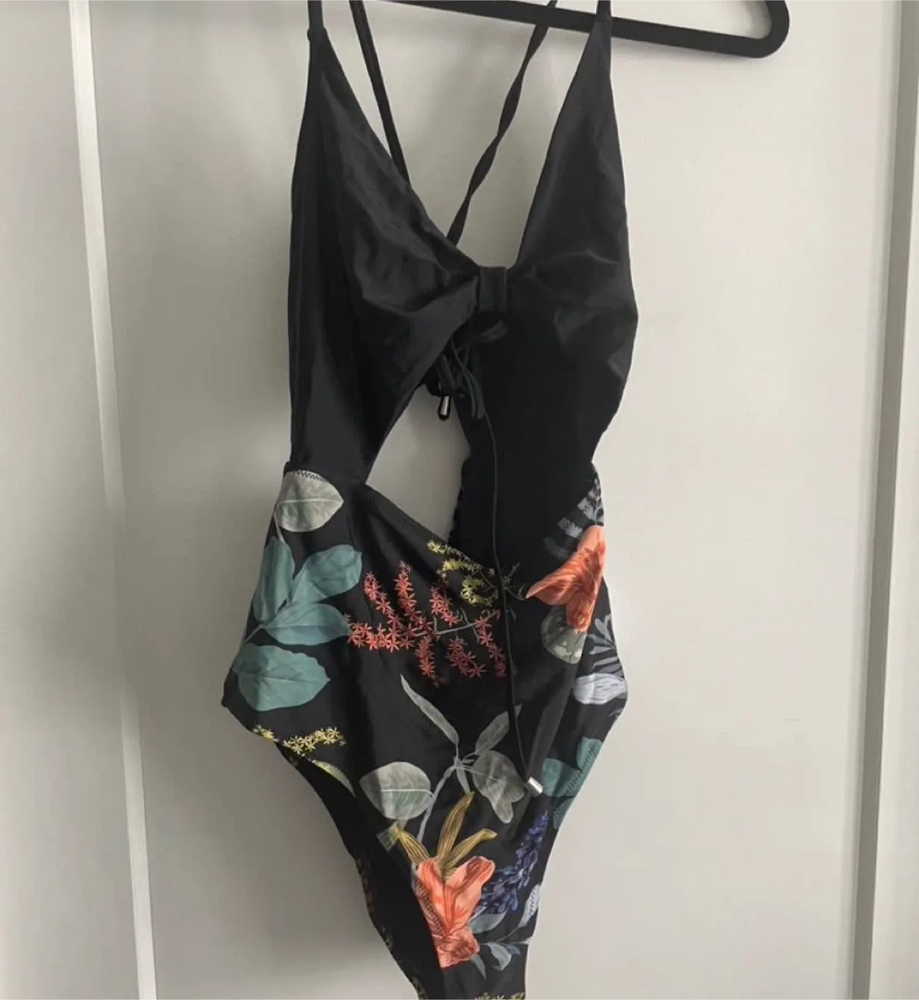 Black Floral One Piece Swimsuit image indicator(4)