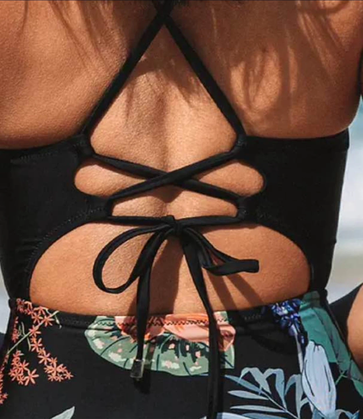 Black Floral One Piece Swimsuit - photo 3