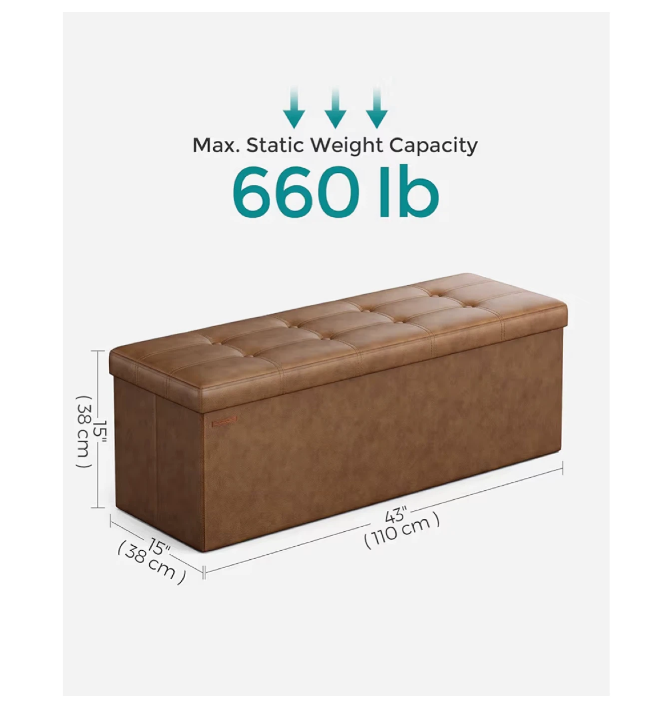Storage Ottoman Bench, Coffee Brown - photo 2