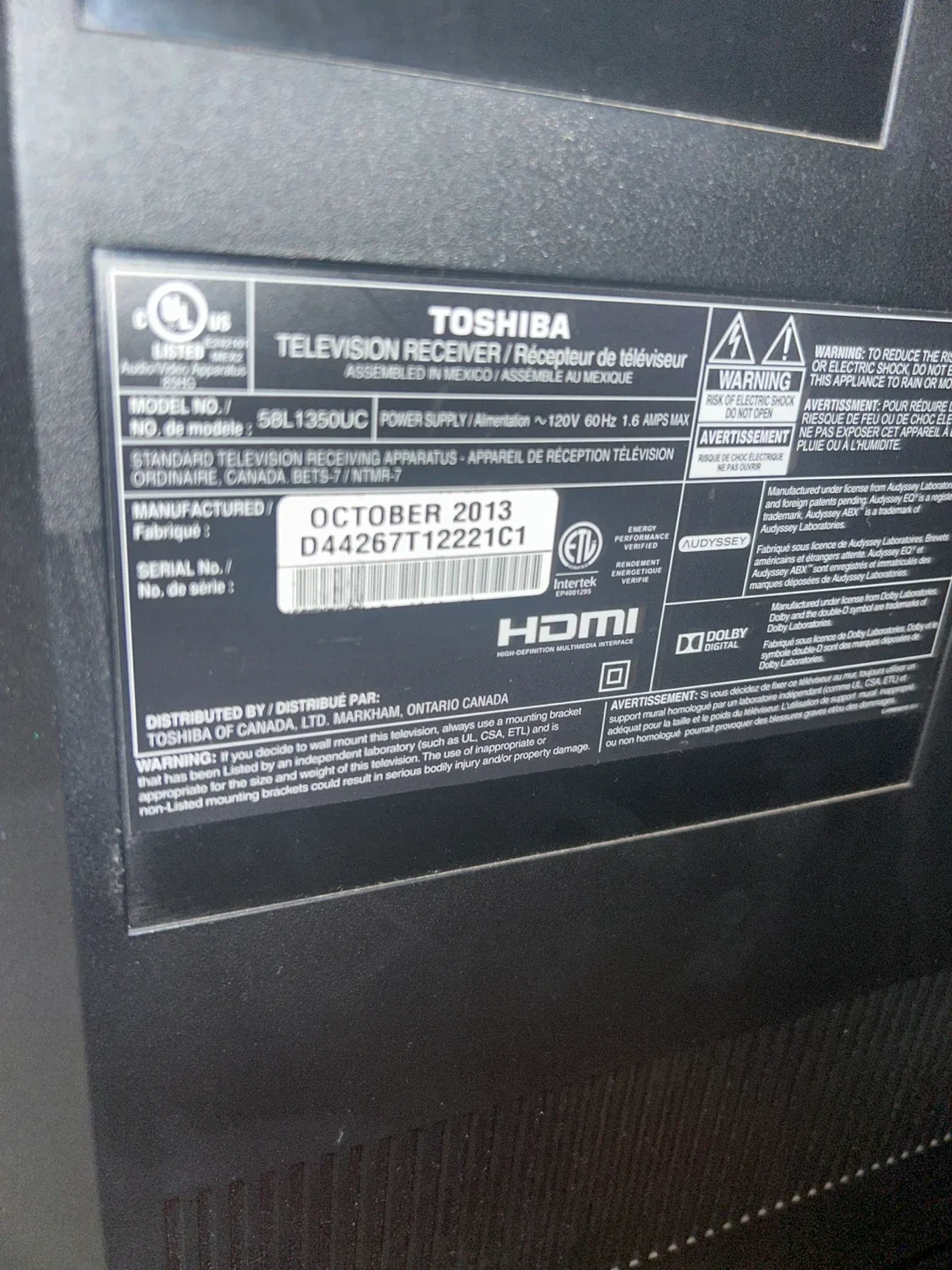 55 inch Toshiba Tv image indicator(4)