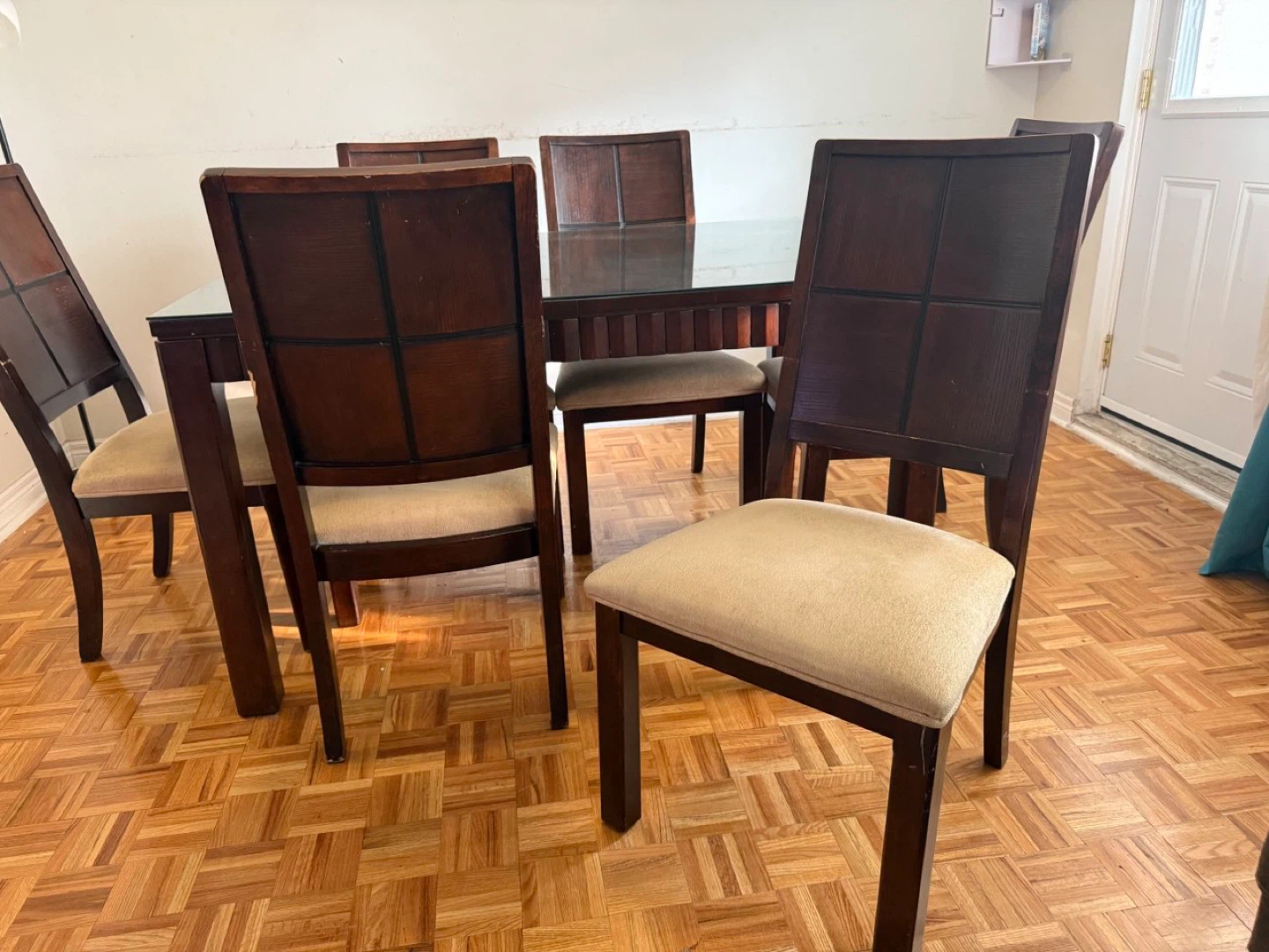 Dining Table with 6 Chairs - Dark Wood - photo 2
