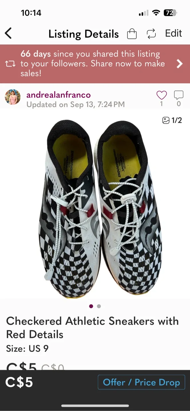 Saucony Checkered Athletic Sneakers - US 9 thumbnail