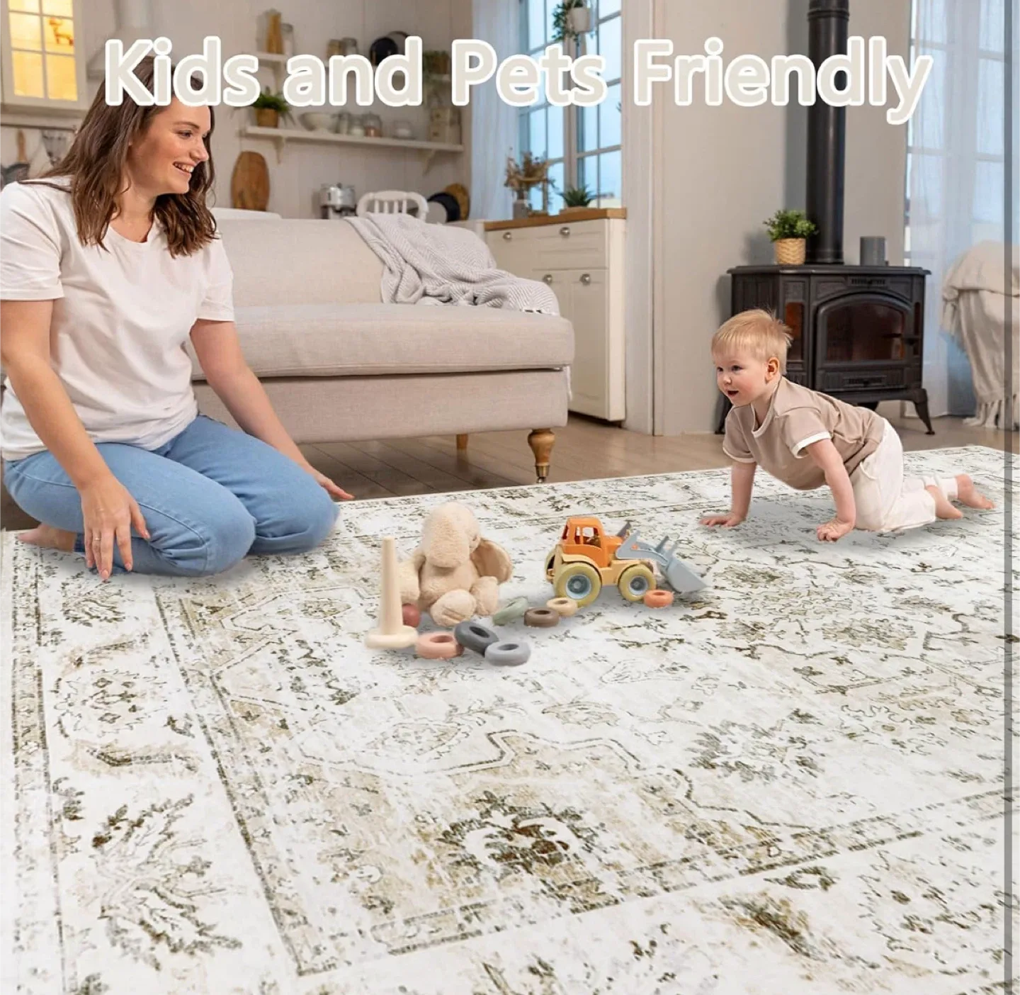 Area Rug 9x6 ft- Soft Touch, Non-Skid Backing image indicator(5)