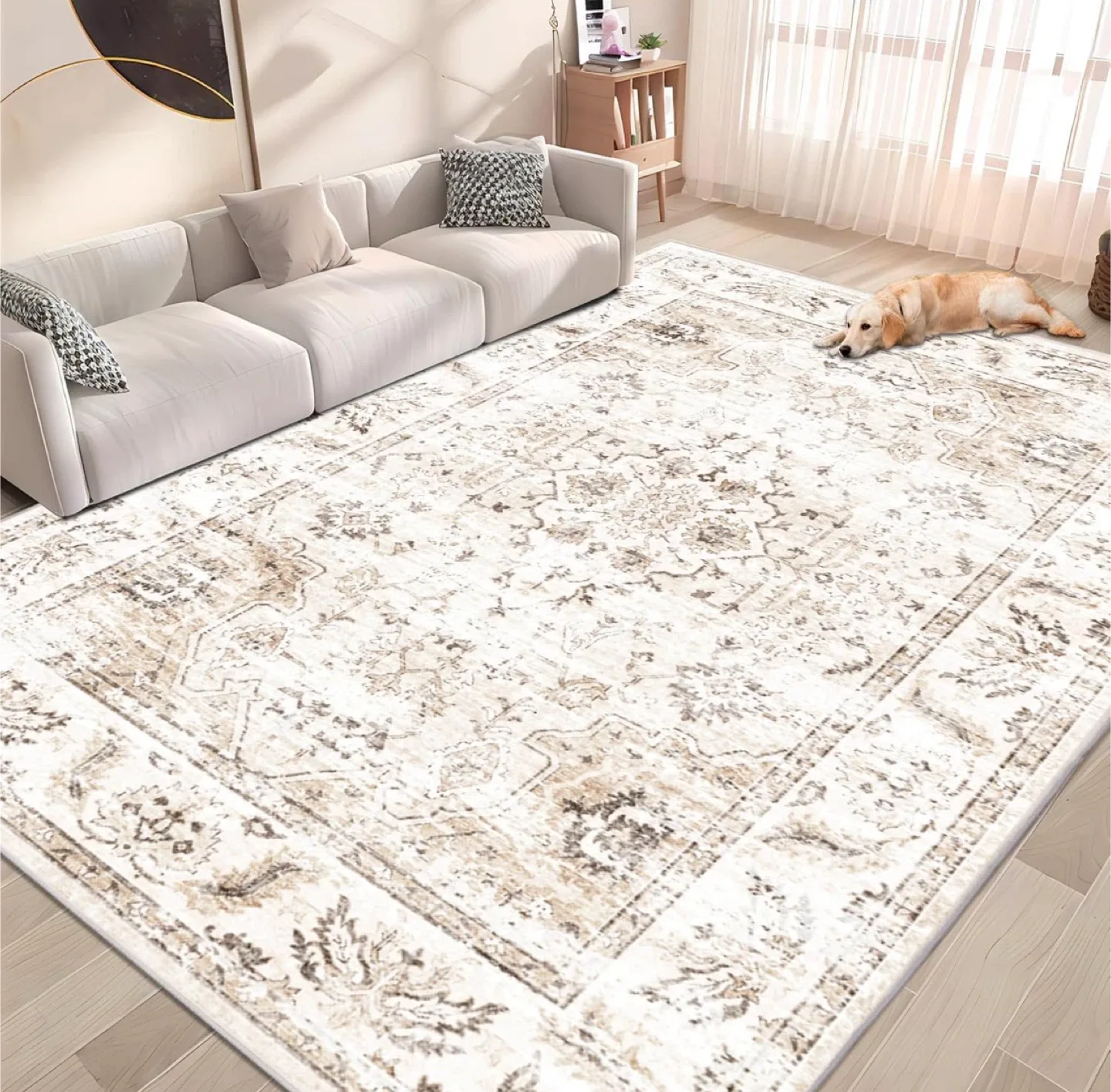 Area Rug 9x6 ft- Soft Touch, Non-Skid Backing