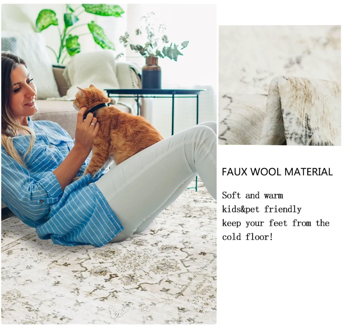 Area Rug 9x6 ft- Soft Touch, Non-Skid Backing image indicator(9)