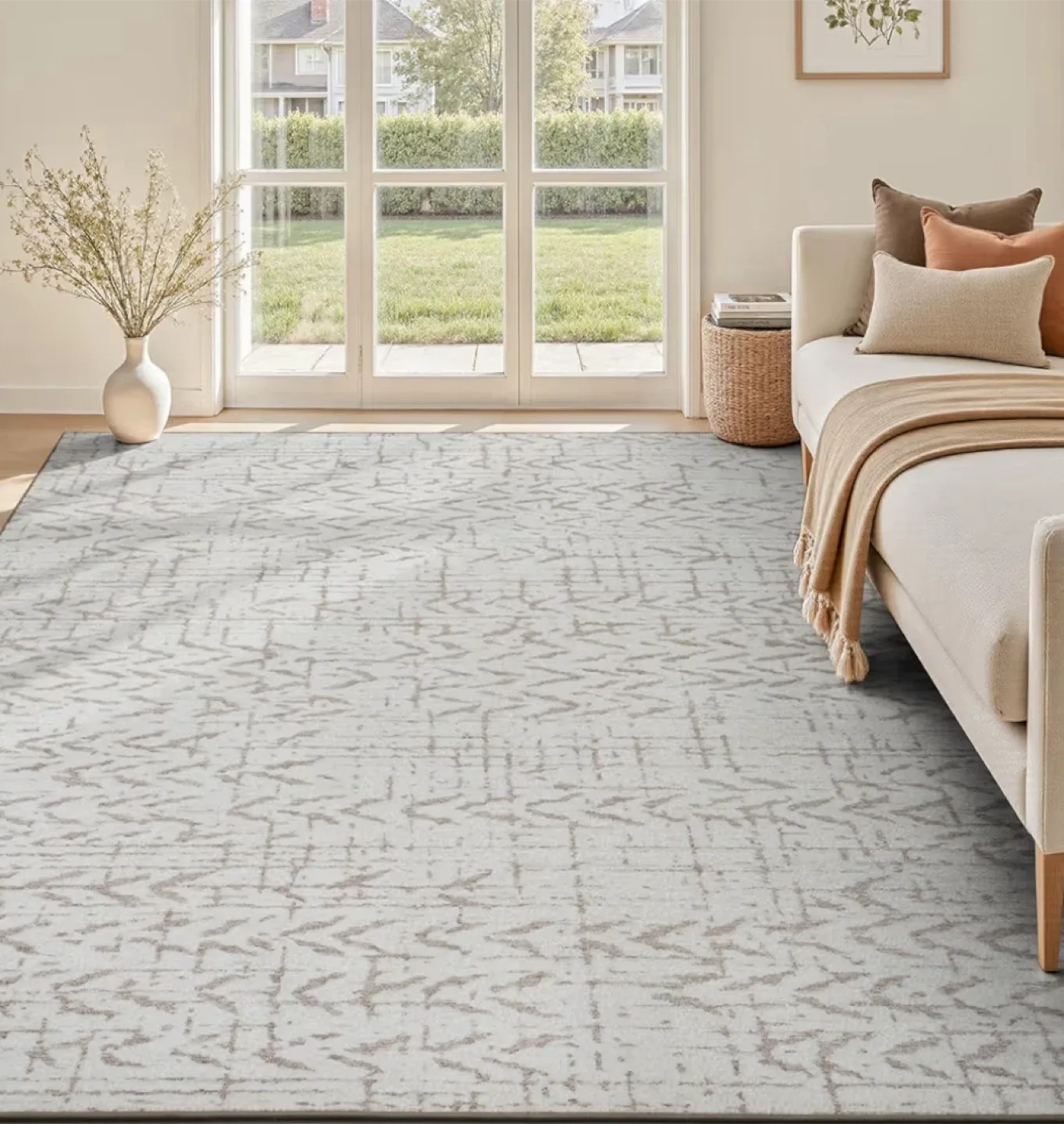 Beige & Grey Abstract Area Rug 8x10 ft- Machine Washable image indicator(6)