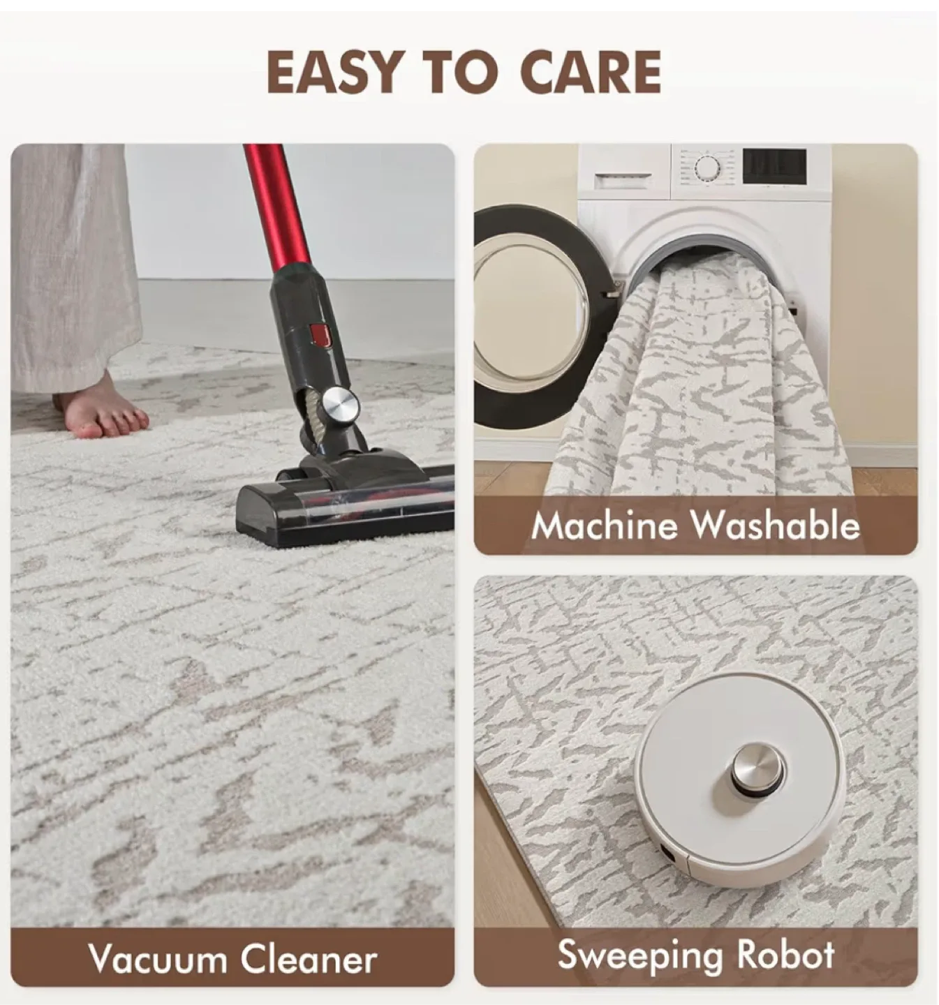 Beige & Grey Abstract Area Rug 8x10 ft- Machine Washable image indicator(5)