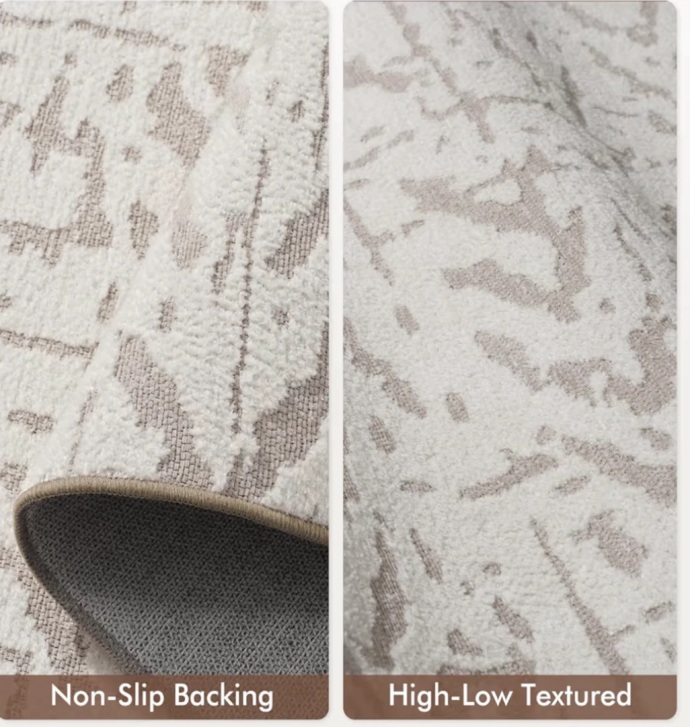 Beige & Grey Abstract Area Rug 8x10 ft- Machine Washable - photo 4