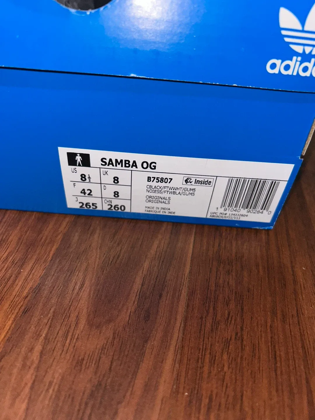 Adidas Samba OG Black/White, US 8.5 image indicator(3)