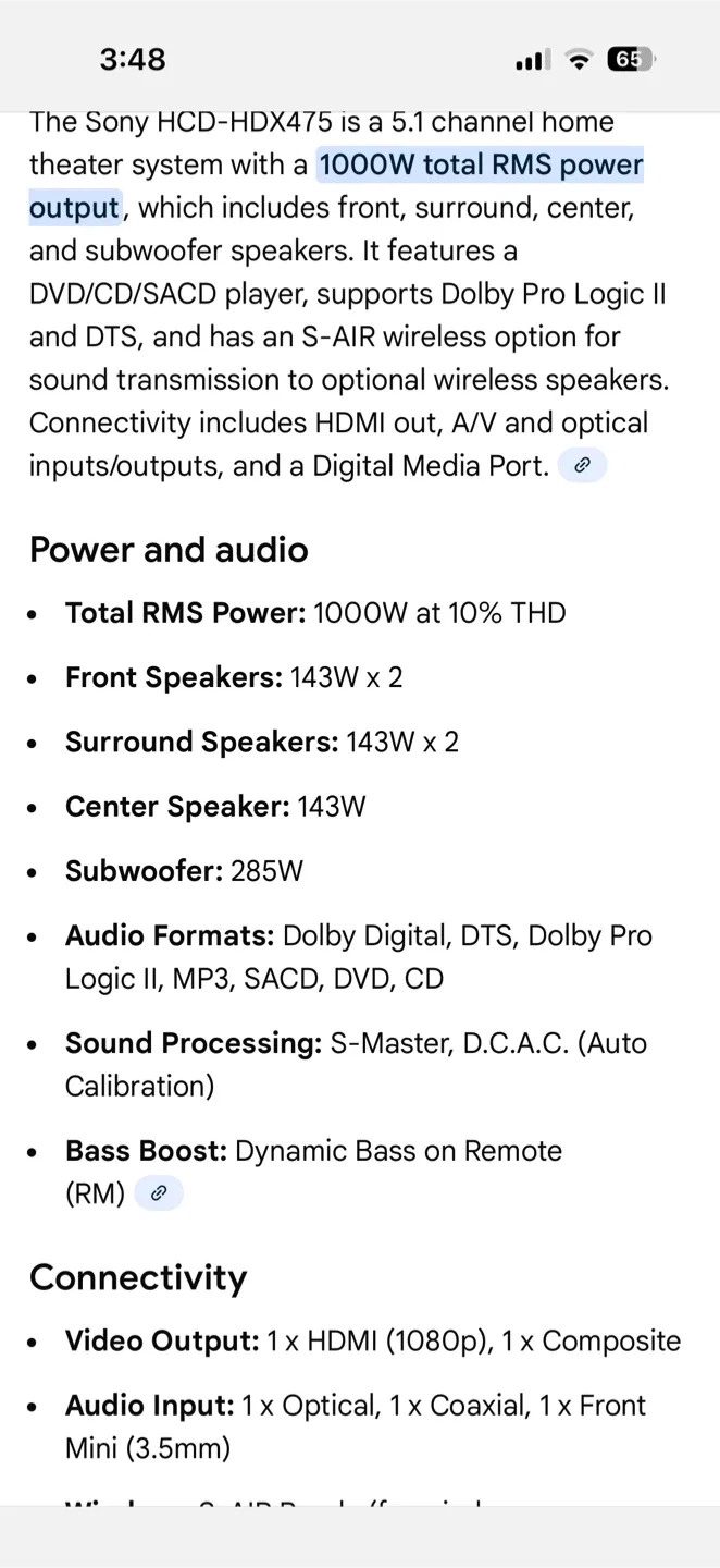 Sony HCD-HDX475 5.1 Channel Home Theatre System image indicator(3)