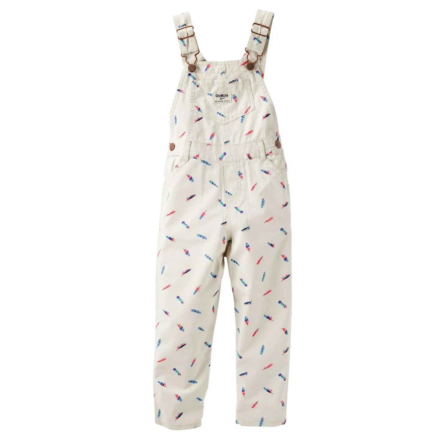 OshKosh B'gosh Girls' Feather Print Twill Overalls (2T)