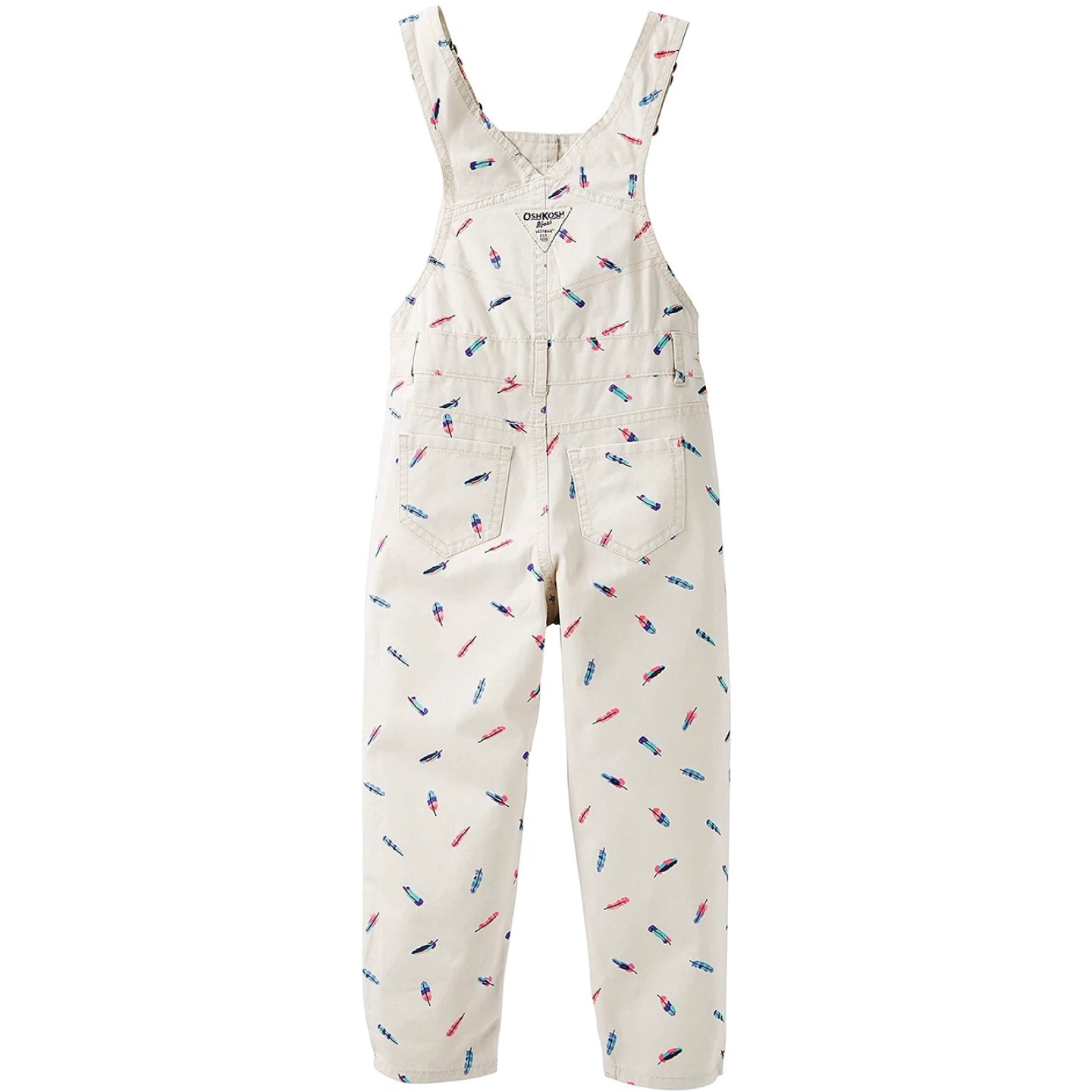 OshKosh B'gosh Girls' Feather Print Twill Overalls (2T) - photo 2