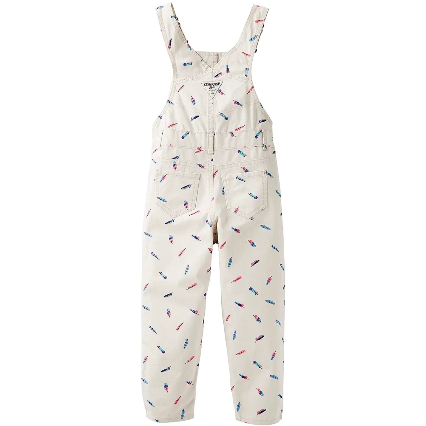 OshKosh B'gosh Girls' Feather Print Twill Overalls (2T) image indicator(2)