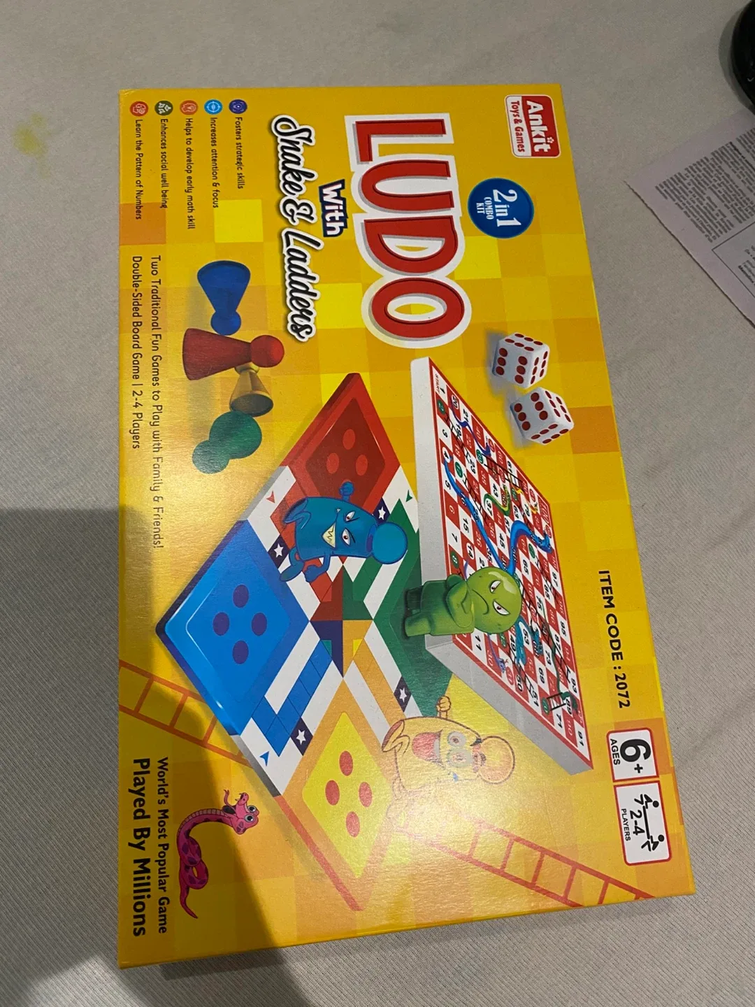 Ankit 2-in-1 Ludo with Snakes & Ladders Board Game