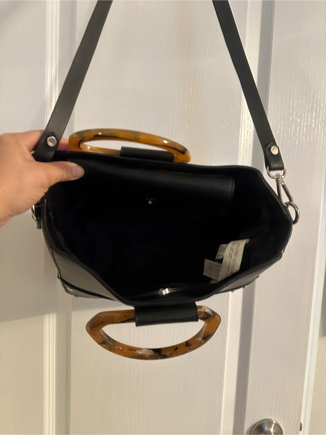 Black Handbag with Tortoise Handles - photo 3