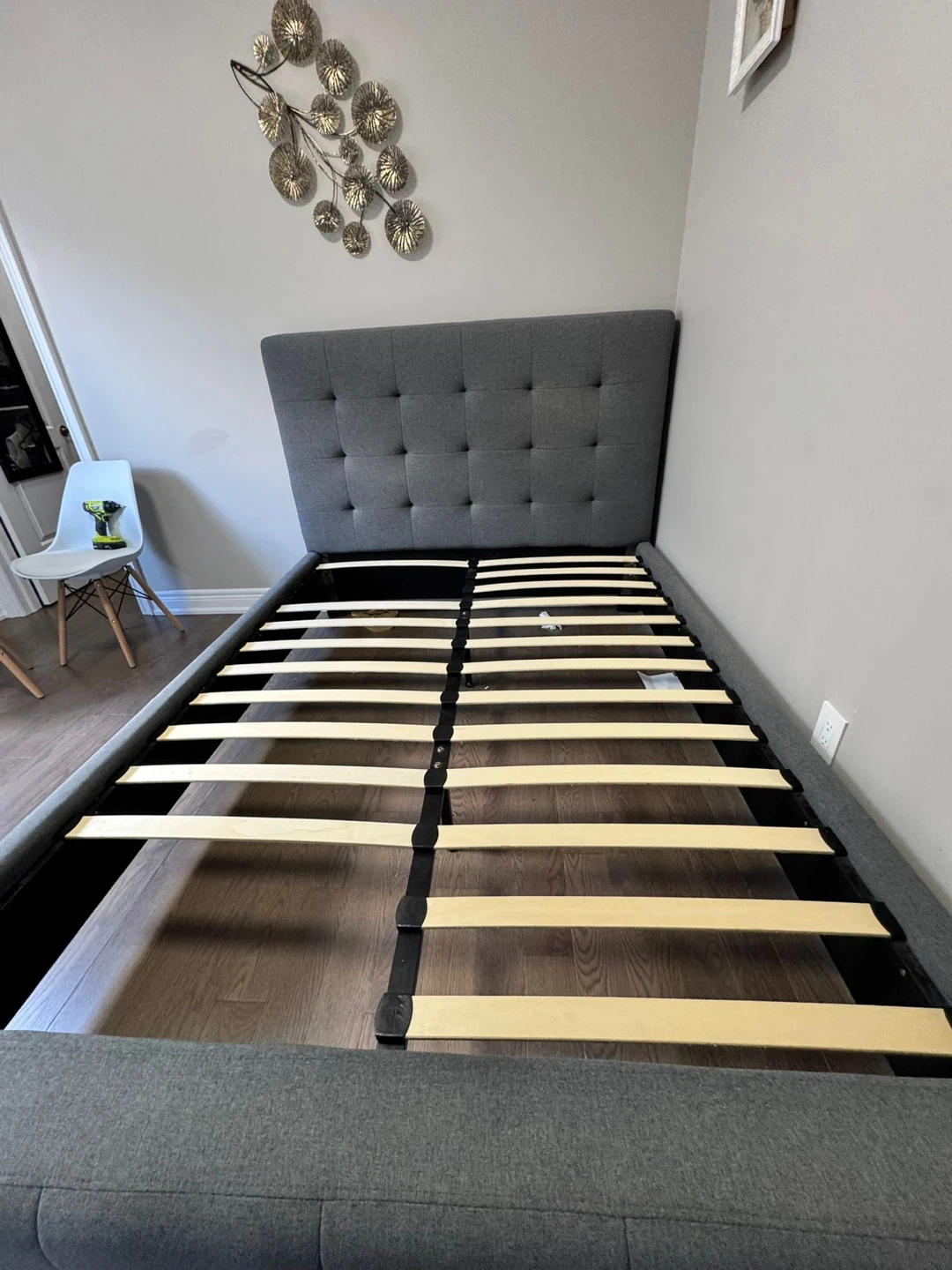 Costco Queen size Upholstered Platform Bed Frame and mattress - photo 3