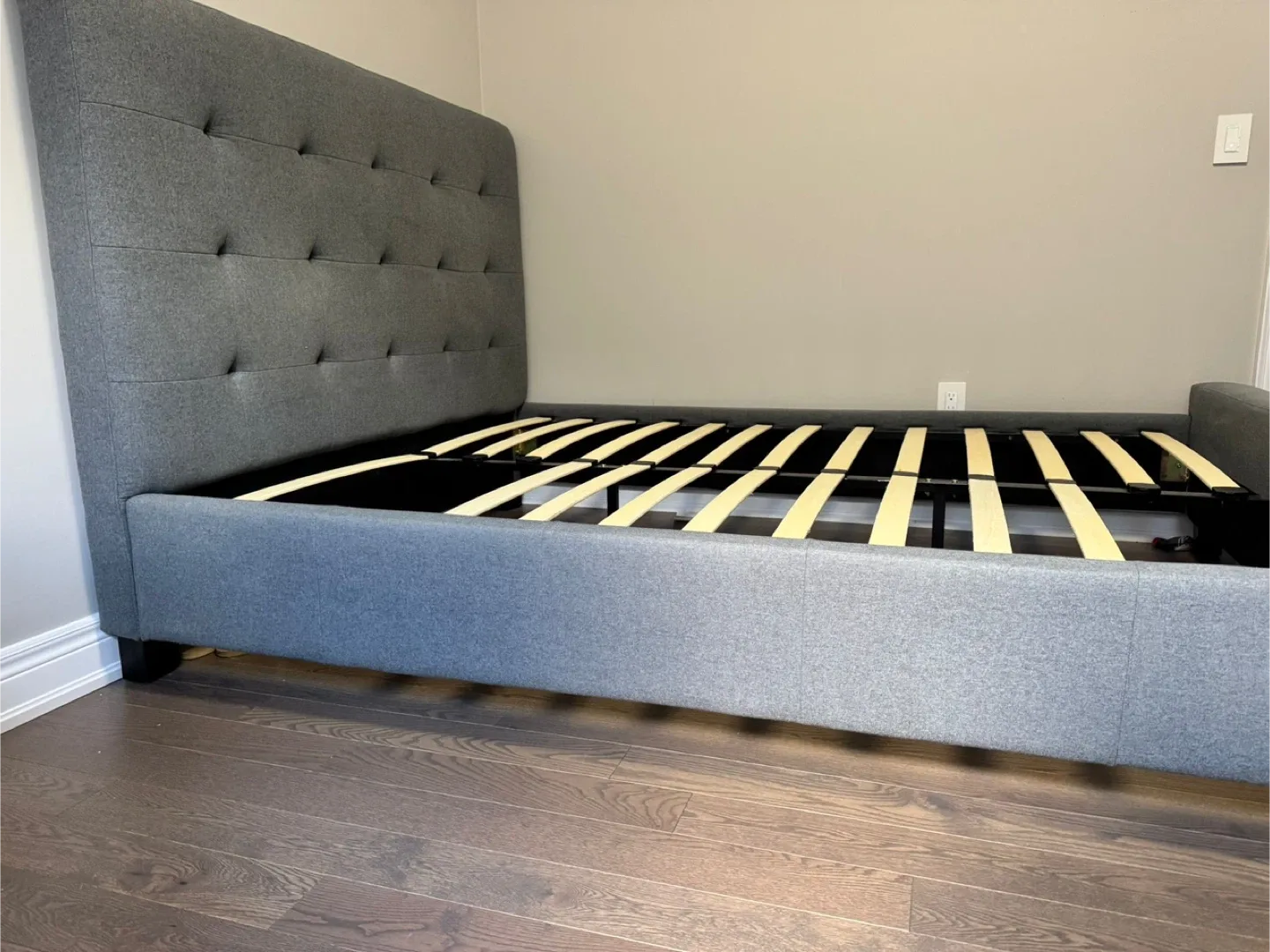 Costco Queen size Upholstered Platform Bed Frame and mattress image indicator(4)