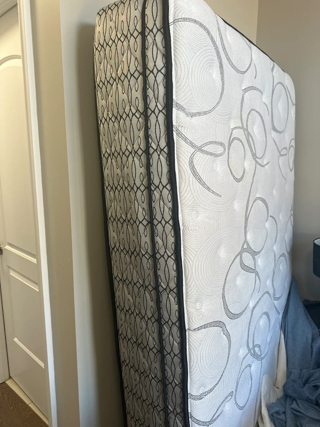 Costco Queen size Upholstered Platform Bed Frame and mattress image indicator(8)