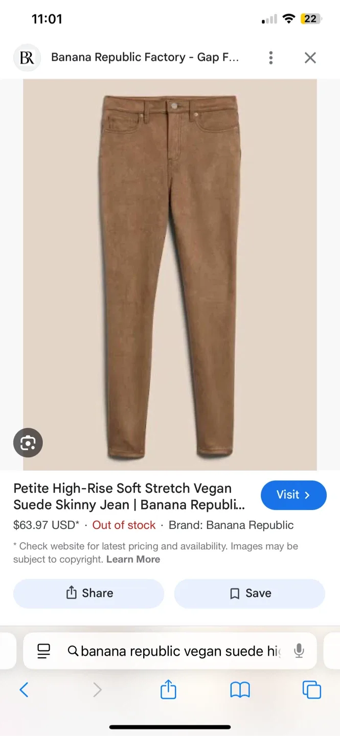 Banana Republic High-Rise Soft Stretch Vegan Suede Pants image indicator(2)