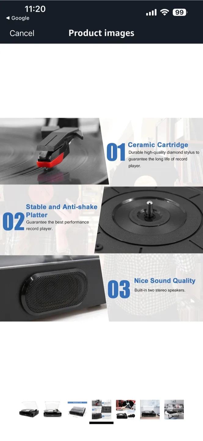 LP&No.1 3-Speed Vinyl Record Player image indicator(3)