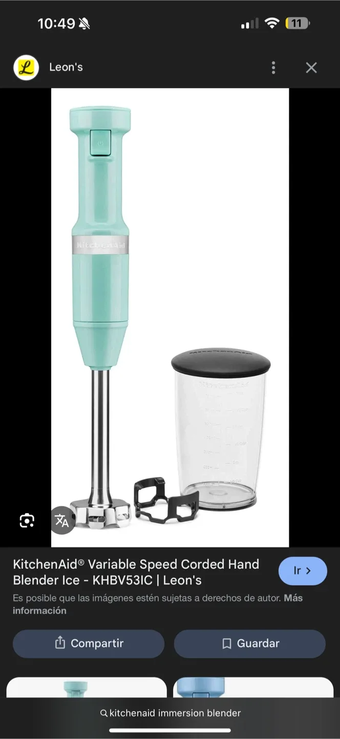 New KitchenAid Corded Hand Blender KHBV53IC Ice Blue