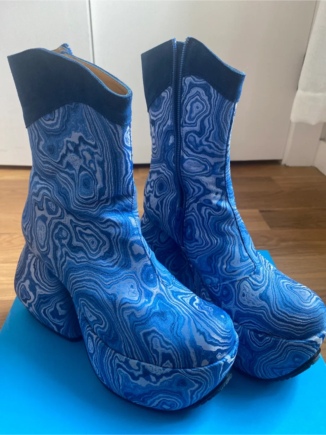 John Fluevog Superfly Platform Mid Calf Boots - Blue Size 7 image indicator(2)