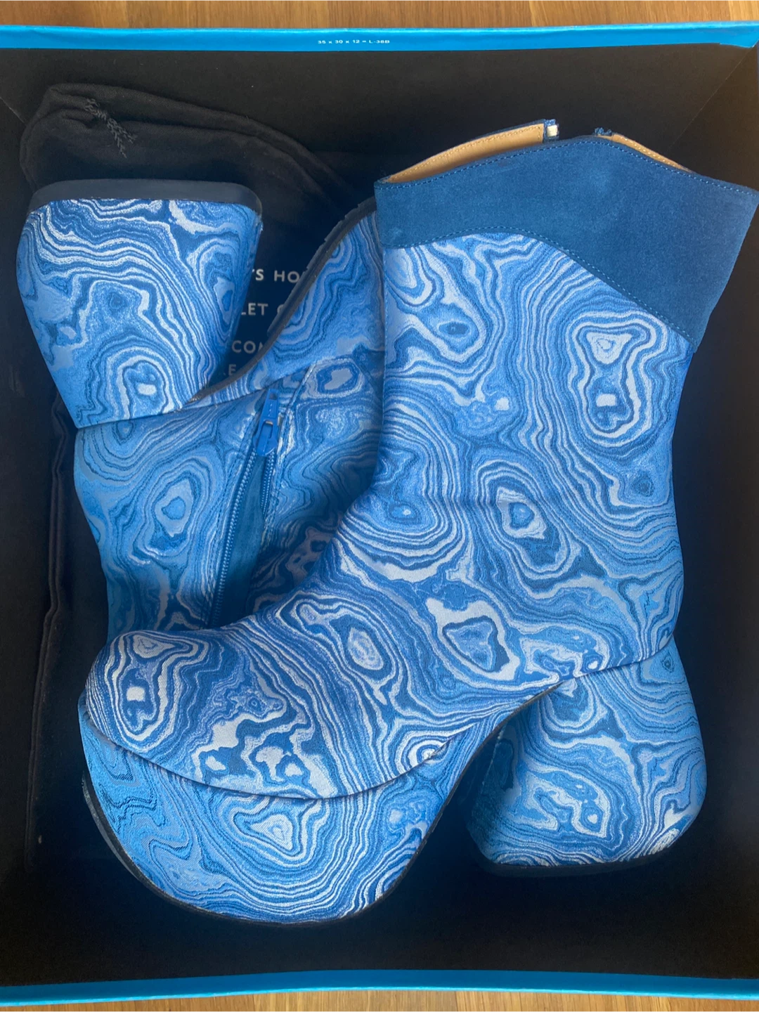 John Fluevog Superfly Platform Mid Calf Boots - Blue Size 7