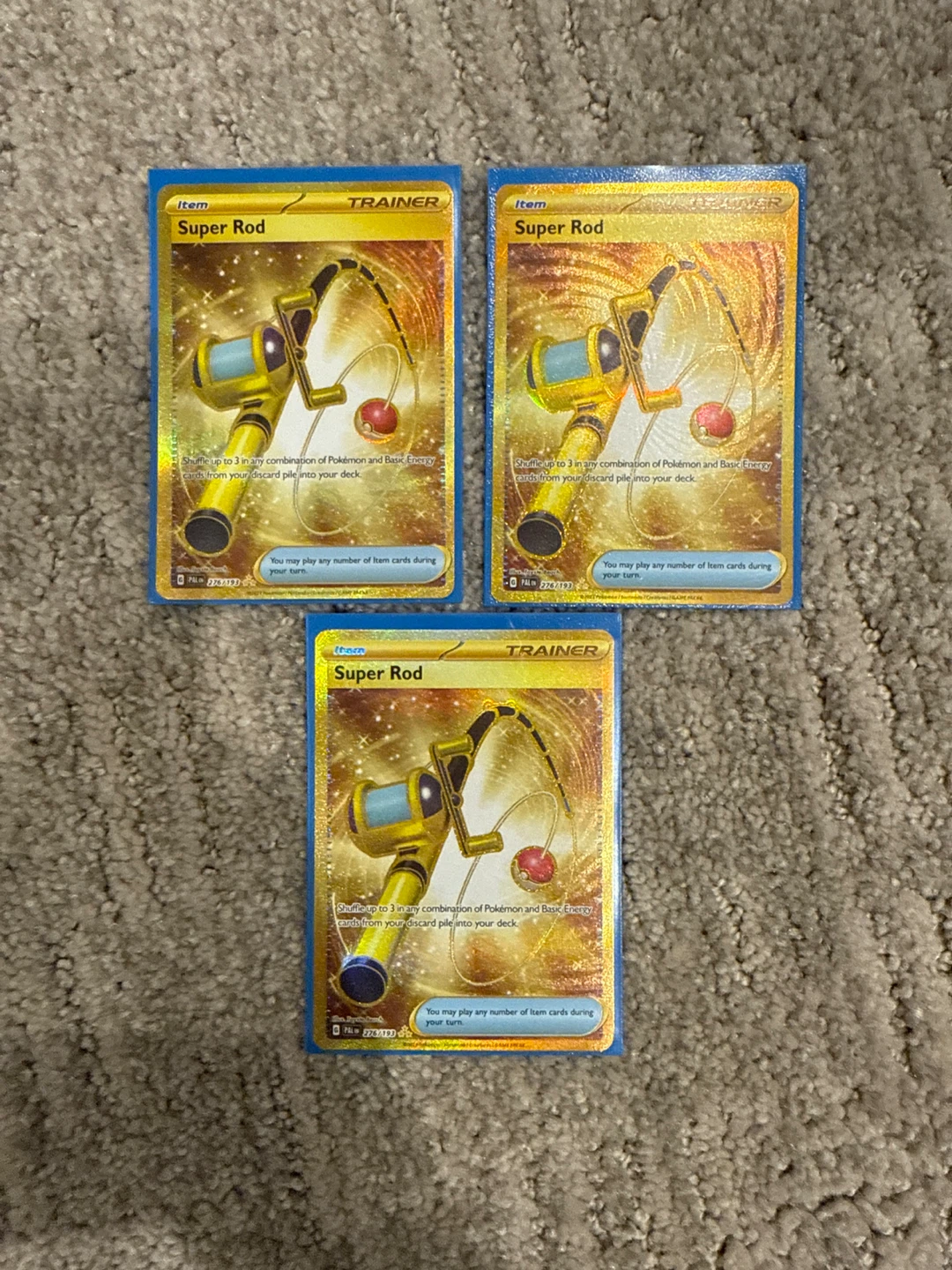 Pokemon Super Rod Trainer Card GOLD