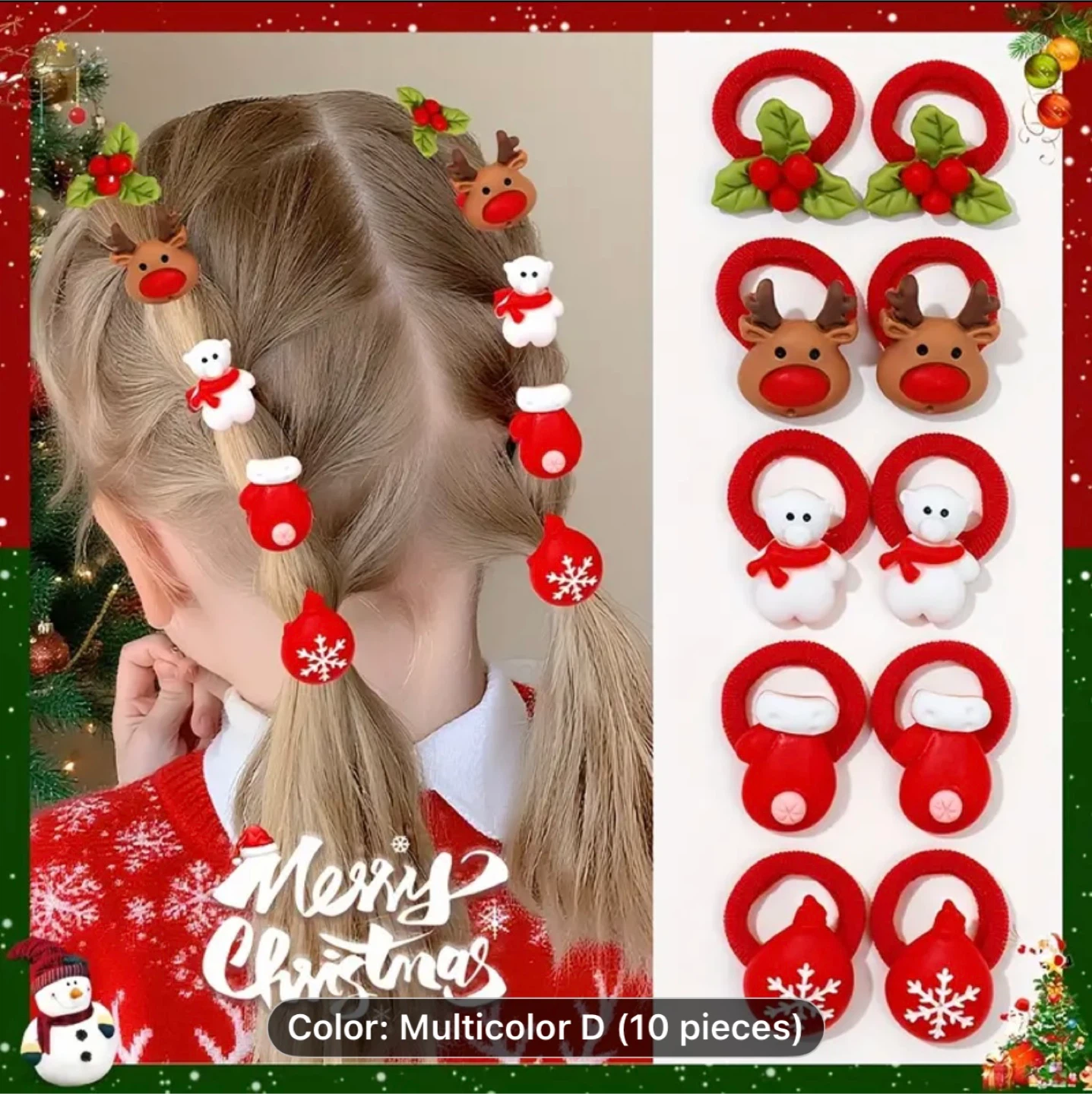 Christmas Hair Ties - 10 Piece Set