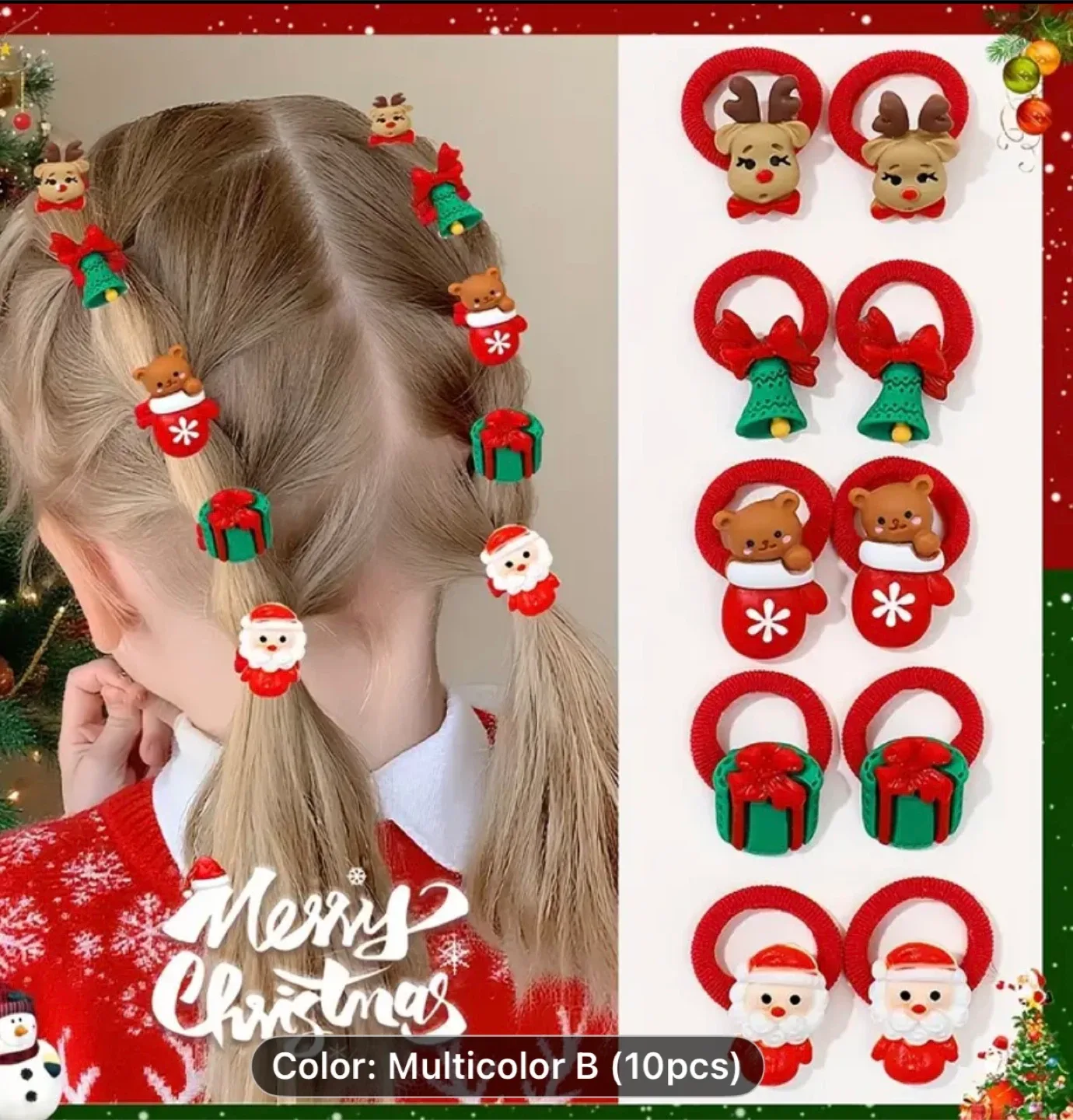 Christmas Hair Ties - 10 Piece Set image indicator(3)