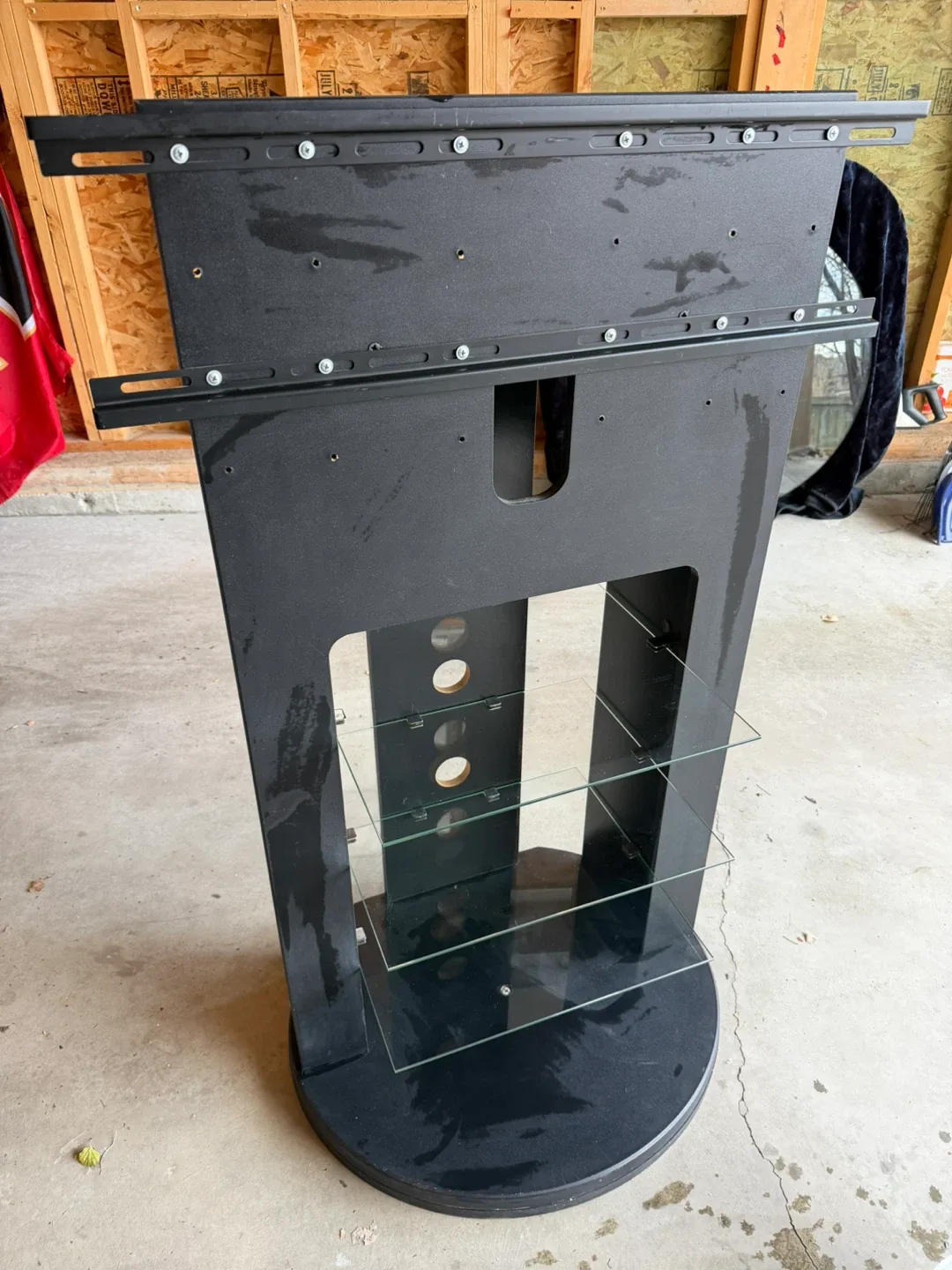 Black TV Stand with three glass shelves image indicator(2)