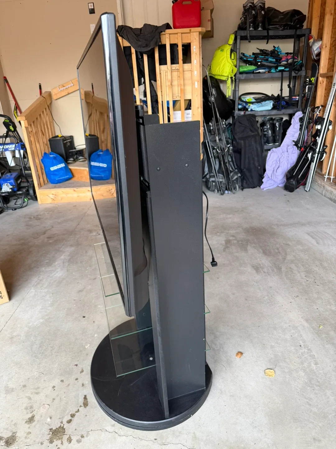 Black TV Stand with three glass shelves image indicator(3)