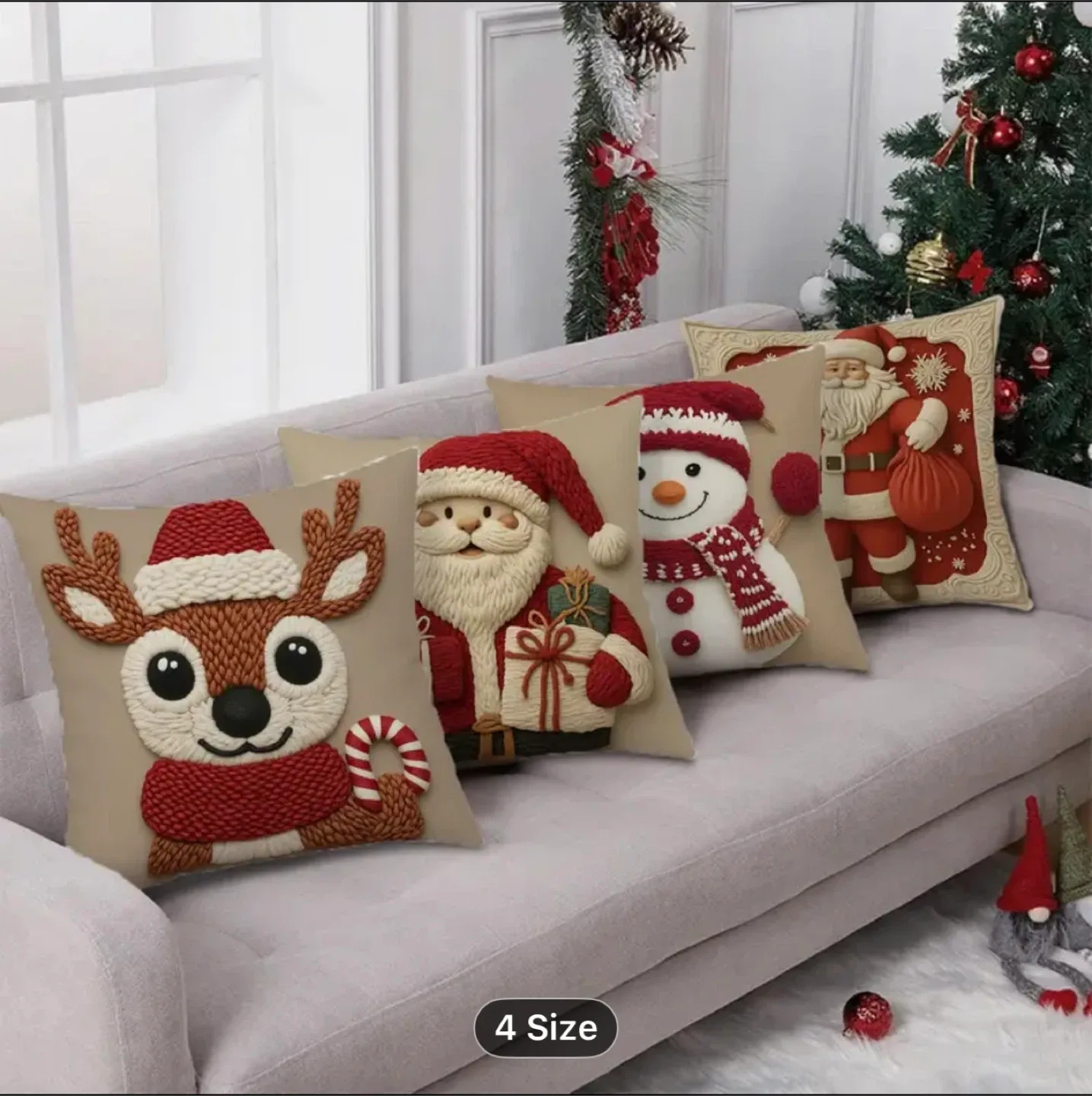 4 pcs Christmas Decorative Throw Pillow Covers, image indicator(2)