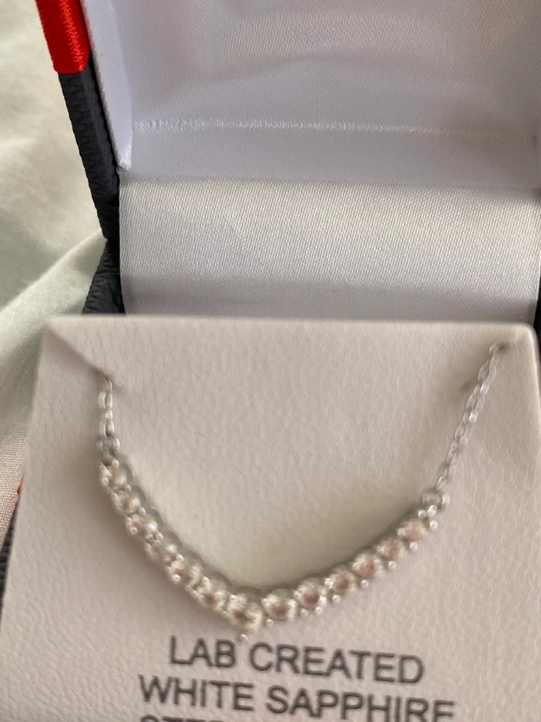 Lab Created White Sapphire Sterling Silver Necklace 18" image indicator(4)