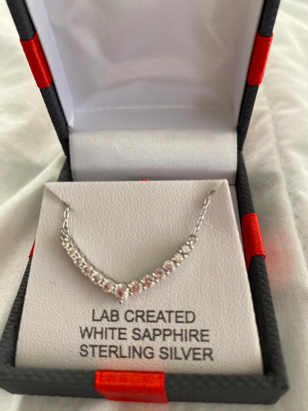Lab Created White Sapphire Sterling Silver Necklace 18"